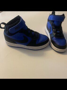 Nike Court Borough Mid 2 (Little Kid) Blue/ Black Basketball Sneakers Size 10.5c